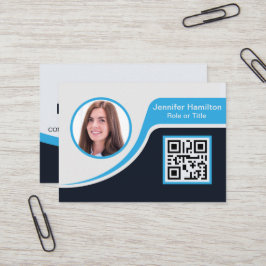 Berufliches Schwarzes Blau Fügen Sie Ihrem Logo QR Visitenkarte