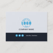 Berufliches Schwarzes Blau Fügen Sie Ihrem Logo QR Visitenkarte (Rückseite)