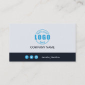 Berufliches Schwarzes Blau Fügen Sie Ihrem Logo QR Visitenkarte (Rückseite)