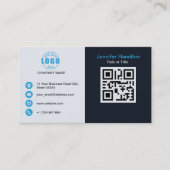 Berufliches Schwarzes Blau Fügen Sie Ihrem Logo QR Visitenkarte (Vorderseite)