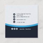 Berufliches Schwarzes Blau hinzufügen Sie Ihr Logo Quadratische Visitenkarte (Rückseite)