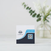 Berufliches Schwarzes Blau hinzufügen Sie Ihr Logo Quadratische Visitenkarte (Stehend Vorderseite)