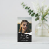 berufliches schwarzes Foto-Logo Visitenkarte (Stehend Vorderseite)