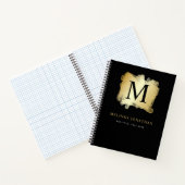 Berufliches Schwarzes Gold-Brush-Monogramm Notizblock (Innenseite)