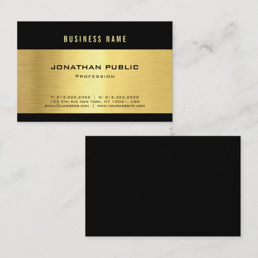 Berufliches schwarzes Goldglänzendes schlichtes Visitenkarte (Vorne/Hinten)