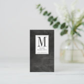 Berufliches schwarzes Leder mit Monogramm Visitenkarte (Stehend Vorderseite)