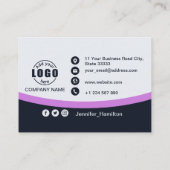 Berufliches Schwarzes Lila Hinzufügen Ihrer QR-Log Visitenkarte (Rückseite)