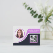 Berufliches Schwarzes Lila Hinzufügen Ihrer QR-Log Visitenkarte (Stehend Vorderseite)
