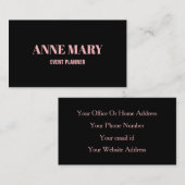 Berufliches Schwarzes Rosa Girly Elegante Klasse Visitenkarte (Vorne/Hinten)