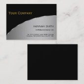 Berufliches Schwarzes Silbermetall Modernes Elegan Visitenkarte (Vorne/Hinten)