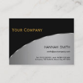 Berufliches Schwarzes Silbermetall Modernes Elegan Visitenkarte (Vorderseite)