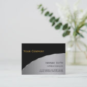 Berufliches Schwarzes Silbermetall Modernes Elegan Visitenkarte (Stehend Vorderseite)