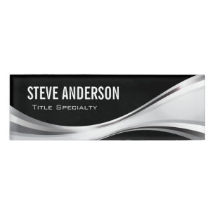 Berufliches schwarzes Strudel-Silber-metallische Namenschild