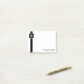 Berufliches schwarzes u. weißes Streifen-Monogramm Post-it Klebezettel (Auf Schreibtisch)