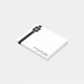Berufliches schwarzes u. weißes Streifen-Monogramm Post-it Klebezettel (angewinkelt)