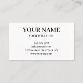 Berufliches, schwarzes und weißes Logo Visitenkarte (Rückseite)