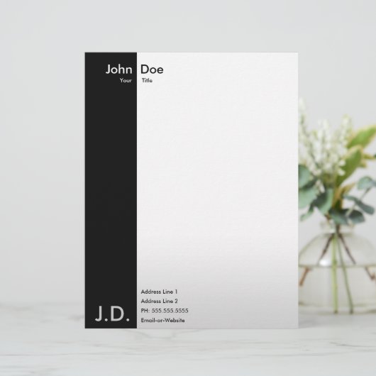 berufliches Schwarzes/Weiß Briefbogen (Stehend Vorderseite)