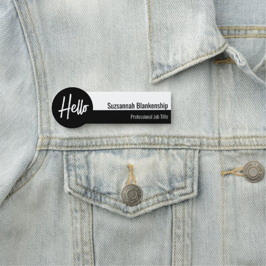 Berufliches Schwarzweiß-Skript Namensschild (Beispiel)