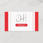 Berufliches Schweißen von rotem und weißem Monogra Visitenkarte (Vorderseite)