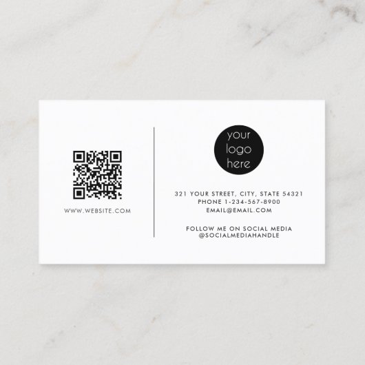 Berufliches Script Minimalistischer QR-Code Visitenkarte (Rückseite)