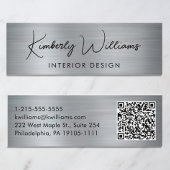Berufliches Script QR Code Silver Mini Visitenkarte