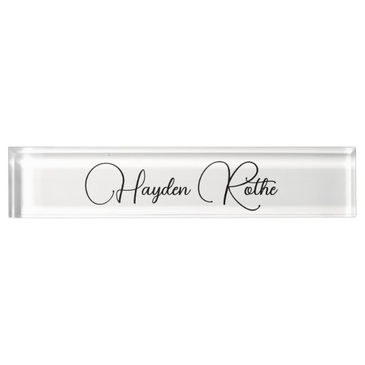 Berufliches Signaturskript weiß Namensplakette (Vorderseite)