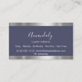 Berufliches Silber Grau Gerahmt Smoky Blau Visitenkarte (Rückseite)