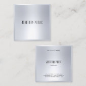 Berufliches Silber-Look Elegantes modernes Templat Quadratische Visitenkarte (Vorne/Hinten)