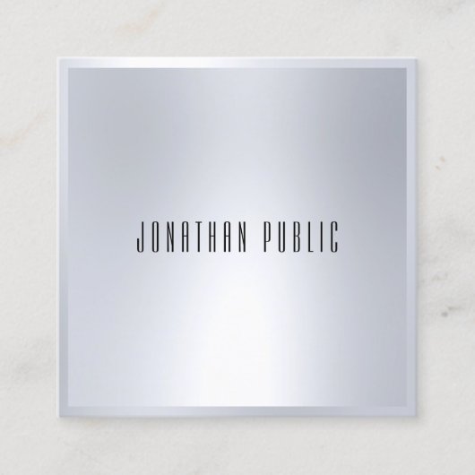 Berufliches Silber-Look Elegantes modernes Templat Quadratische Visitenkarte (Vorderseite)