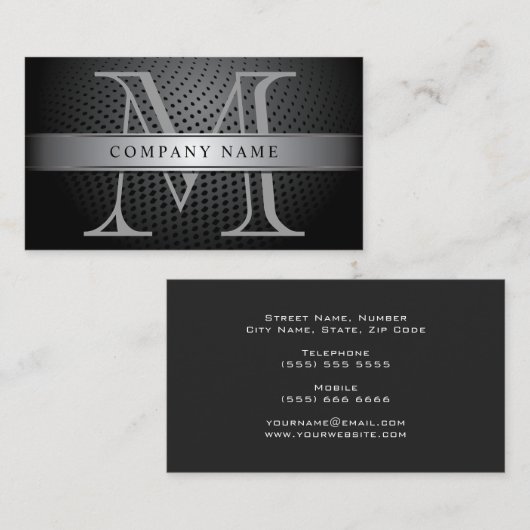 Berufliches Silber-Monogramm Visitenkarte (Vorne/Hinten)