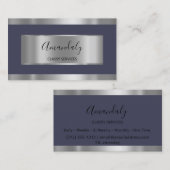 Berufliches Silver Gray Gerahmt Elegant Navy Visitenkarte (Vorne/Hinten)