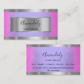 Berufliches Silver Gray Gerahmt Elegant Rosa Blau Visitenkarte (Vorne/Hinten)