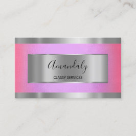 Berufliches Silver Gray Gerahmt Elegant Rosa Purpl Visitenkarte