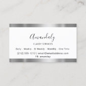 Berufliches Silver Gray Gerahmt Elegant Weiß Visitenkarte (Rückseite)