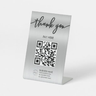 Berufliches Silver Scan Me QR Code Pedestzeichen Sockelschild