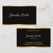 Berufliches Skript für Schwarz und Gold Template Visitenkarte (Vorne/Hinten)