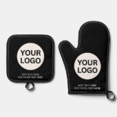 Berufliches Slogan für kundenspezifisches Firmenlo Ofenhandschuh & Topflappen-Set (Vorderseite)