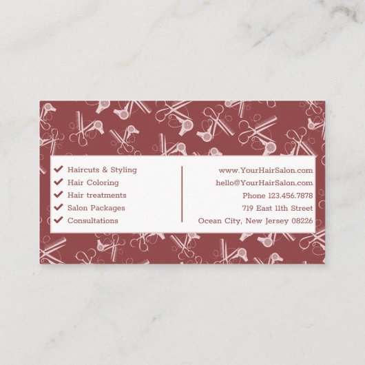 Berufliches Smoky Topaz & Pink Haar Salon Visitenkarte (Rückseite)