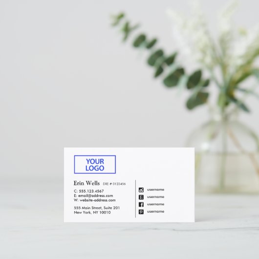 Berufliches Social Media-Symbol hinzufügen Visitenkarte (Stehend Vorderseite)