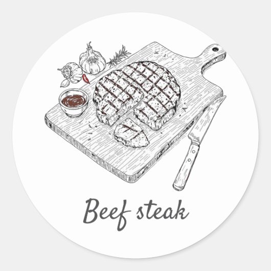 Berufliches Steak mit individuellem Rind Runder Aufkleber (Vorderseite)