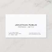 Berufliches stilvolles weißes glattes modernes visitenkarte (Vorderseite)