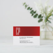 Berufliches, stylisches Chubby Red White Monogram Visitenkarte (Stehend Vorderseite)