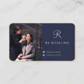 Berufliches stylisches Navy Blue Mit Monogramm Fot Visitenkarte (Vorderseite)