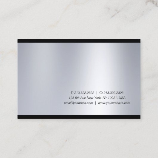 Berufliches, stylisches Script Glam Silver Modern Visitenkarte (Rückseite)