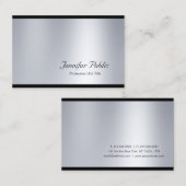 Berufliches, stylisches Script Glam Silver Modern Visitenkarte (Vorne/Hinten)