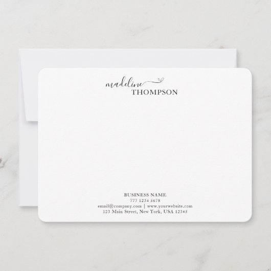 Berufliches Stylish Script Typografy Business Mitteilungskarte (Vorderseite)