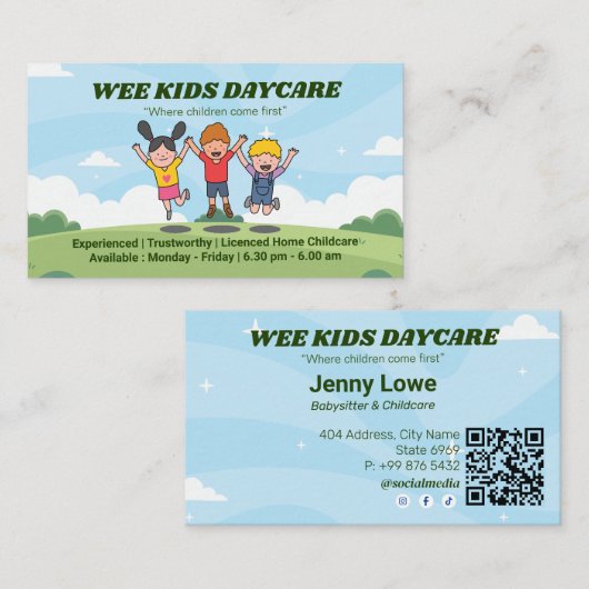Berufliches Tagesgeschäft | Glückliche Kinder Visitenkarte (Vorne/Hinten)