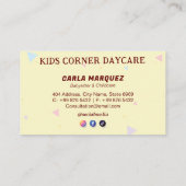 Berufliches Tagesgeschäft | Kinderbetreuung Visitenkarte (Rückseite)