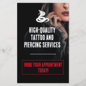 Berufliches Tattoo und Piercing Salon Business Flyer (Hinten)