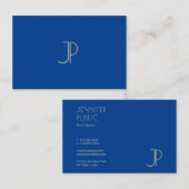 Berufliches Tiefenblau Modernes Monogramm Elegante Visitenkarte (Vorne/Hinten)